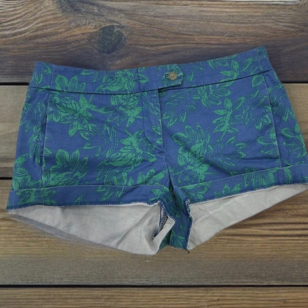 J Crew Navy and green tropical shorts chino style size 4